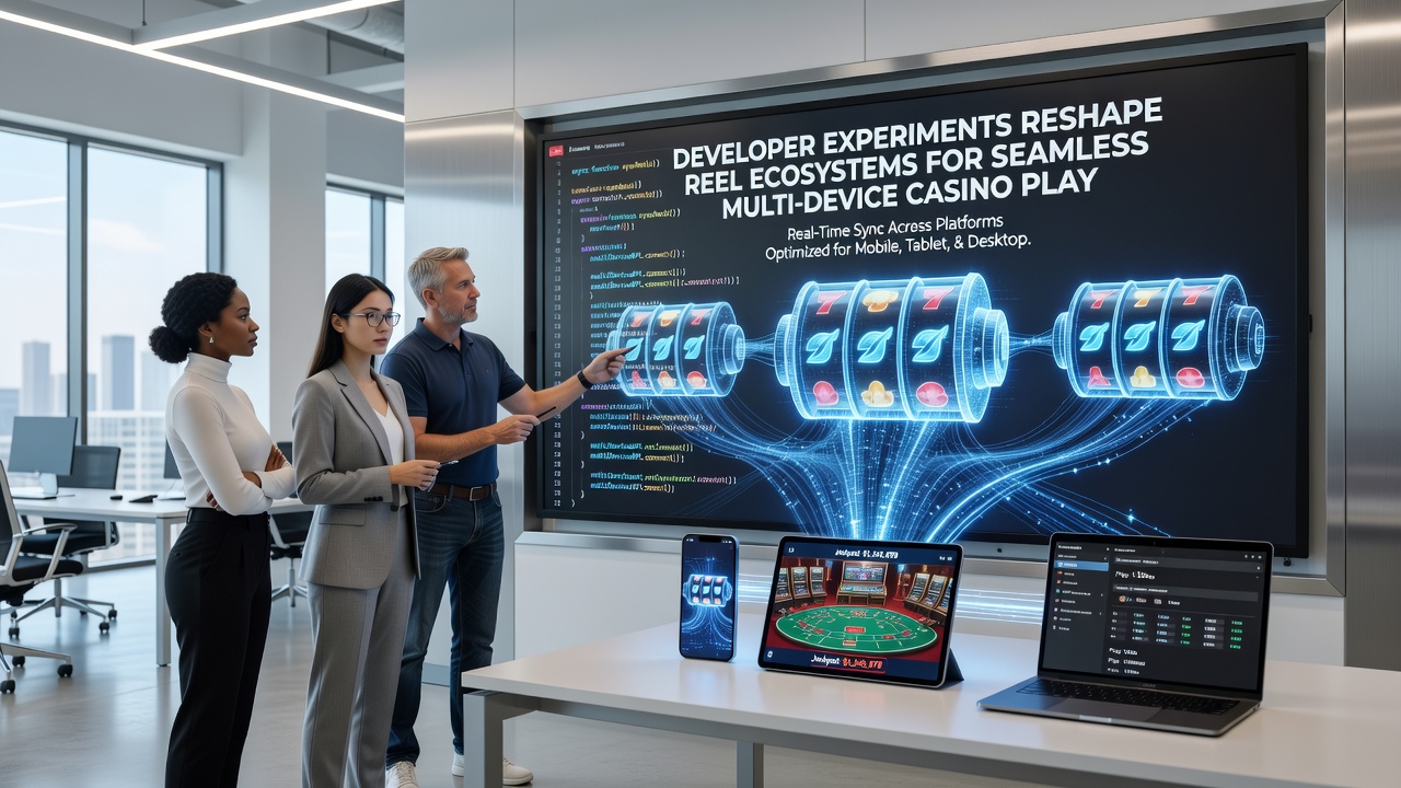 Close-up view of synchronized reel animations running identically on multiple portable devices during casino play sessions