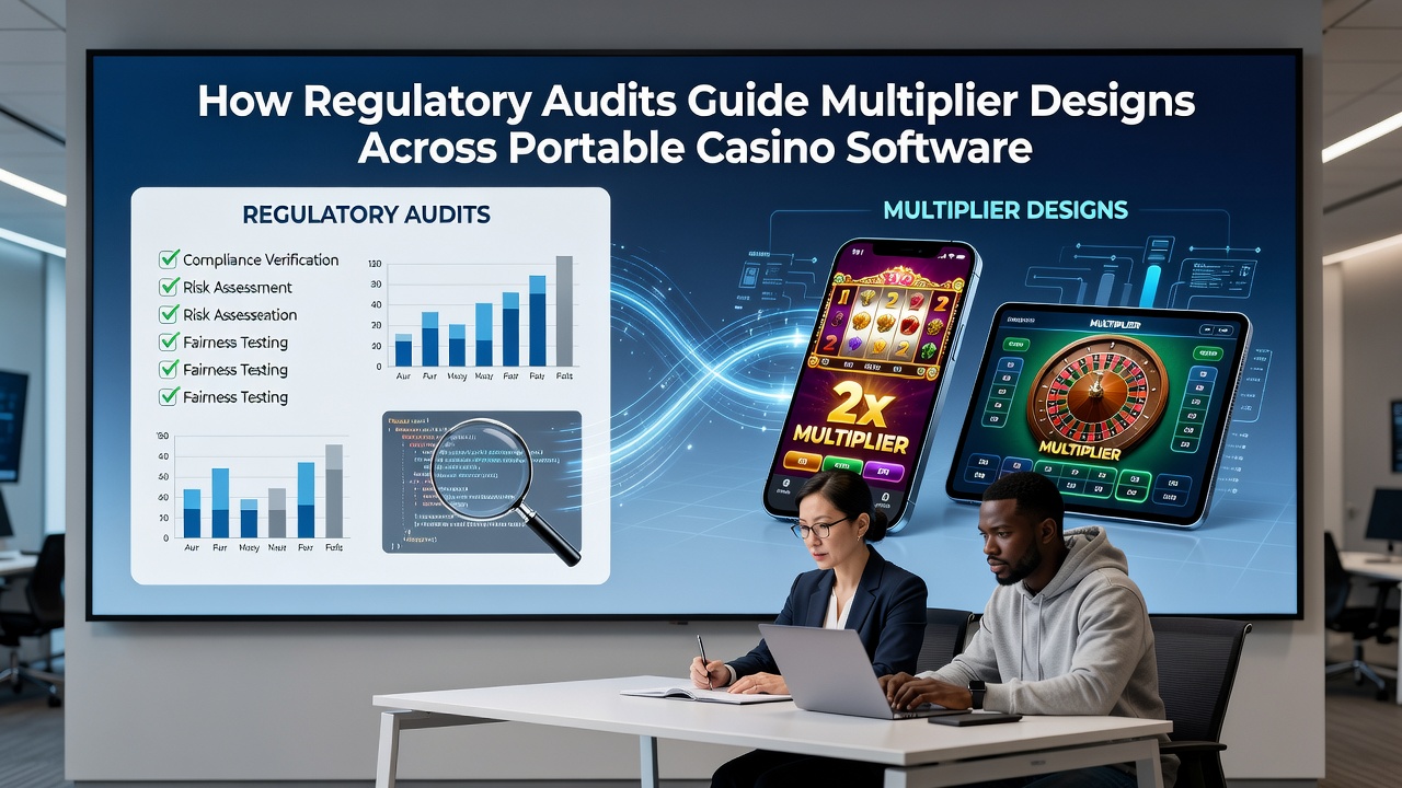 Regulatory auditors reviewing multiplier configurations in mobile casino software platforms