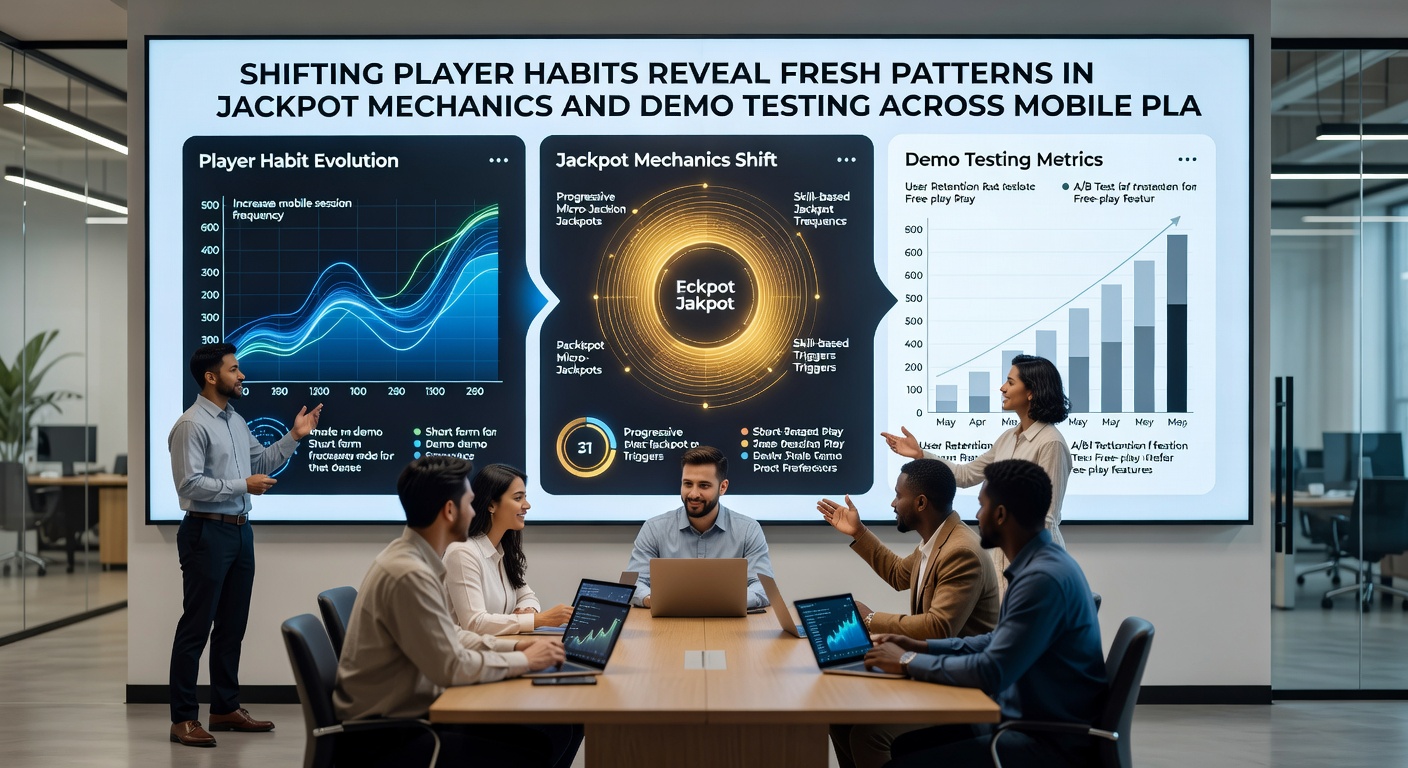 Analytics dashboard displaying demo testing statistics and jackpot hit patterns across various mobile devices